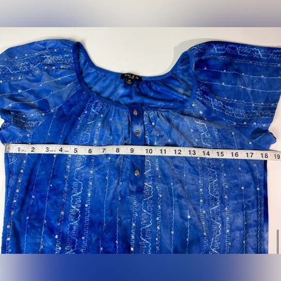 Sami & Jo sequined blouse cobalt blue. Size Small Petite. - Picture 12 of 13